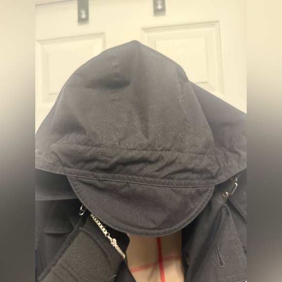Authentic Burberry Brit Trench Coat Size 4 in Black with Belt & Hood With Rim - Picture 9 of 15